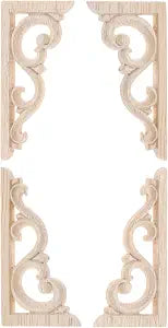 2Pairs Wood Carved Appliques Corner Wooden Carving Onlays Furniture Decals