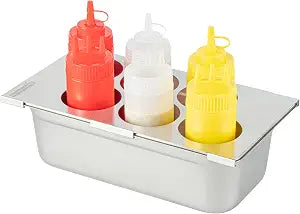 Restaurantware Squeeze Bottle Holder Top 1 Count 12.79 x 7.09 x 0.39 Inch Stainless Steel Condiment Organizer - Dishwasher-Safe Durable Kitchen Bottle Organizer - Silver