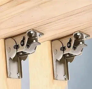 2 Pack 90 Degree self-Locking Folding Hinge Lock Steel Foldable Bracket Hidden Hinge for Extension Brackets of Table Legs Bed Legs and workbenches