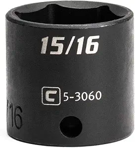 Capri Tools Shallow Impact Socket, 3/8-Inch Drive, 6-Point, SAE (15/16-Inch)