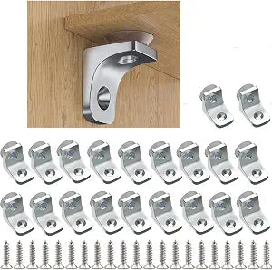 20Pcs Shelf Support Peg Shelf Pins Kit Bracket Shelf Holder Replacement Peg for Support Cabinet Shelf Kitchen Furniture Book Shelves Holder Locking Pins (Square Silver)