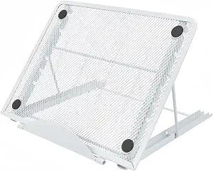 Ergonomic Laptop Tablet Stand Metal Mesh Ventilated Desktop Adjustable Computer Holder Riser Compatible with Apple MacBook Air Pro Dell XPS HP Samsung Lenovo More Laptops up to 16" (White)