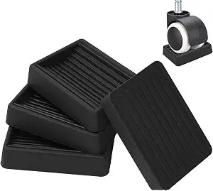 Jayen Bed Wheel Stoppers, 4 Pack Rubber Caster Stoppers, Black