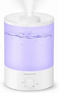 MegaWise Healthy Top-Refill Cool Mist Humidifiers for Bedroom, 24dB Ultrasonic Air Vaporizer with Water Filter for Baby [PP Material], Colorful Night Light,1 Gal Essential Oil Diffuser, Auto Shut Off