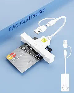 2in1 Electronic CAC Card Reader,USB C + USB-A Military SIM Smart Card Reader,Mini Foldable DOD Military Card Reader USB Smart Card Reader Compatible with Windows 10 11/Mac OS/Linux,Plug and Play