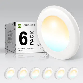 ASD 6 Pack LED Disk Lights 4 Inch, 5CCT Flush Mount Ceiling Light Fixture