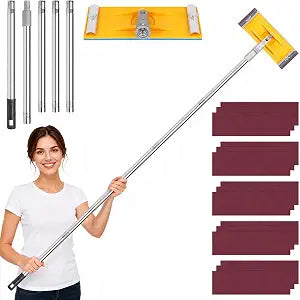 Drywall Pole Sander Kit, 5-Section Extension Pole, 15 Sheets, Limit Screw