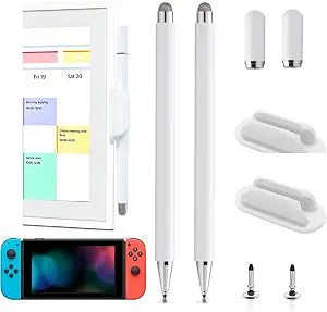2Pcs Stylus and Mount for Skylight Calendars 15/27 Inch/Nintendo Switch 2/Switch Lite, 2in1 Dual Tip Pen for Skylight Calendar Accessories Magnetic Suction Pen Cap (2*Stylus+Holder White)