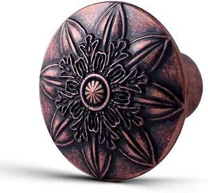10 Pack Antique Copper Cabinet Knobs,1-2/5" Round Vintage Copper Knobs for Cabinets for Dresser Drawers,Kitchen Cabinet Drawer Knobs and Pulls Retro Copper