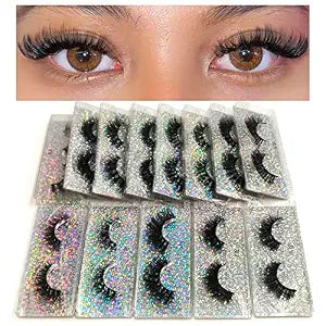 12mm Faux Mink Lashes 10 pairs Natural Thick Lashes Pack Fluffy Wholesale Fales Eyelashes