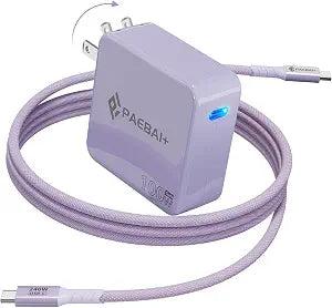 100W USB C Charger GaN Foldable Compact Wall Fast Charger for MacBook Pro MacBook Air, Dell XPS, iPhone 16 15 Series, Samsung Galaxy, iPad Pro and All USB-C Devices, 6.6ft Type C Cable