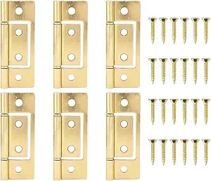 3-Inch Non-Mortise Bifold Door Hinges (6 Pack) for Closet Doors, Folding Door Hinges Surface Mount, No Routing Required, Interior Cabinet Use