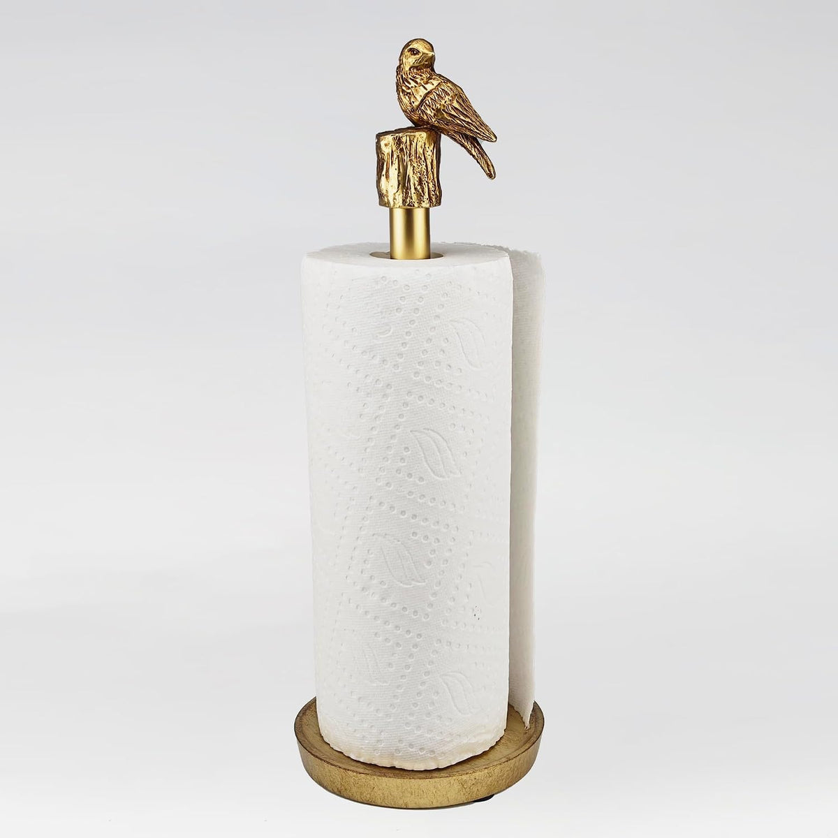 Paper Towel Holder Countertop, Gold Paper Towel Stand with Bird Design Top