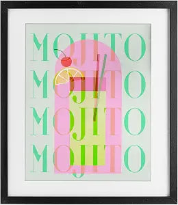 Retro Mojito Fruit Cocktail, 13 x 16 Inch Framed Print Under Glass