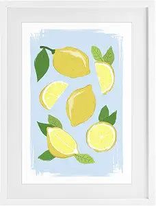 Pastel Summer Lemons Kitchen, 14 x 20 Inch Framed Print Under Glass