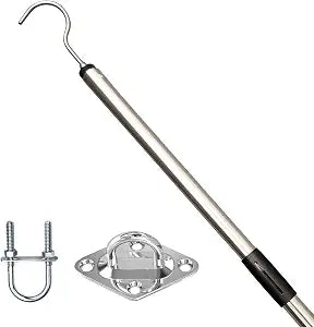 Attic Pull Down Hook System Kit, Heavy Duty Ladder Door Stairs Puller Rod Pole Replacement for Ropes Cord String with 2 Handles