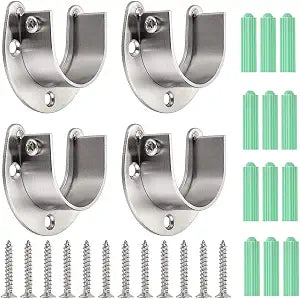 OwnMy 4 Packs Closet Rod End Supports Brackets 1-1/2" Diameter, Silver