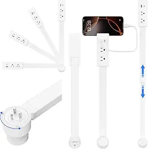 Outlet Extender Stick, Electric Outlet Extender Stretch from 17.7" to 27.6" & Rotate 180, Easy Access to Hard to Reach Spaces Behind Sofas & Nightstands