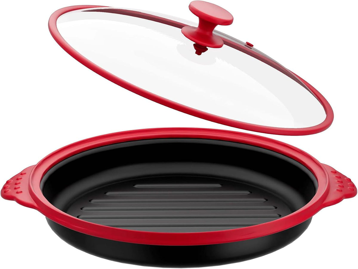 Microwave Grill Pan with Glass Splatter Coverï¼ˆBPA Freeï¼‰