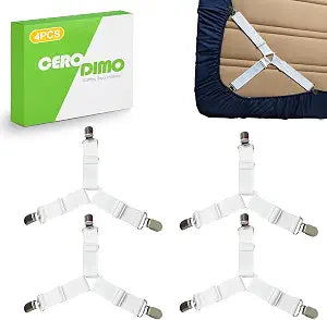 4 pcs Adjustable Triangle Bed Sheet Straps Sheet Suspenders Mattress Clips to Keep Fitted Sheets Tight Bed Clips Holder for Twin Full Queen Beds White