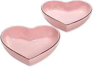 Paris Hilton 2-Piece Heart Dish Set, Ceramic Stoneware Serving Bowls for Entertaining, Snacks, Desserts & Dcor, 8-Inch, Pink