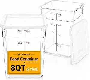 2 Pack 8Qt Clear Food Storage Containers with Lids  BPA-Free Stackable Kitchen Organizer for Pantry, Fruits, Vegetables, Meal Prep & Dough Proofing