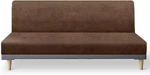 molasofa Leather Like Stretch Futon Slipcover Armless Futon Bed Sofa Cover Furniture Protector with Elastic Bottom, Soft and Washable Futon Cover for Sofa Bed Stay in PlaceMediumLight Brown