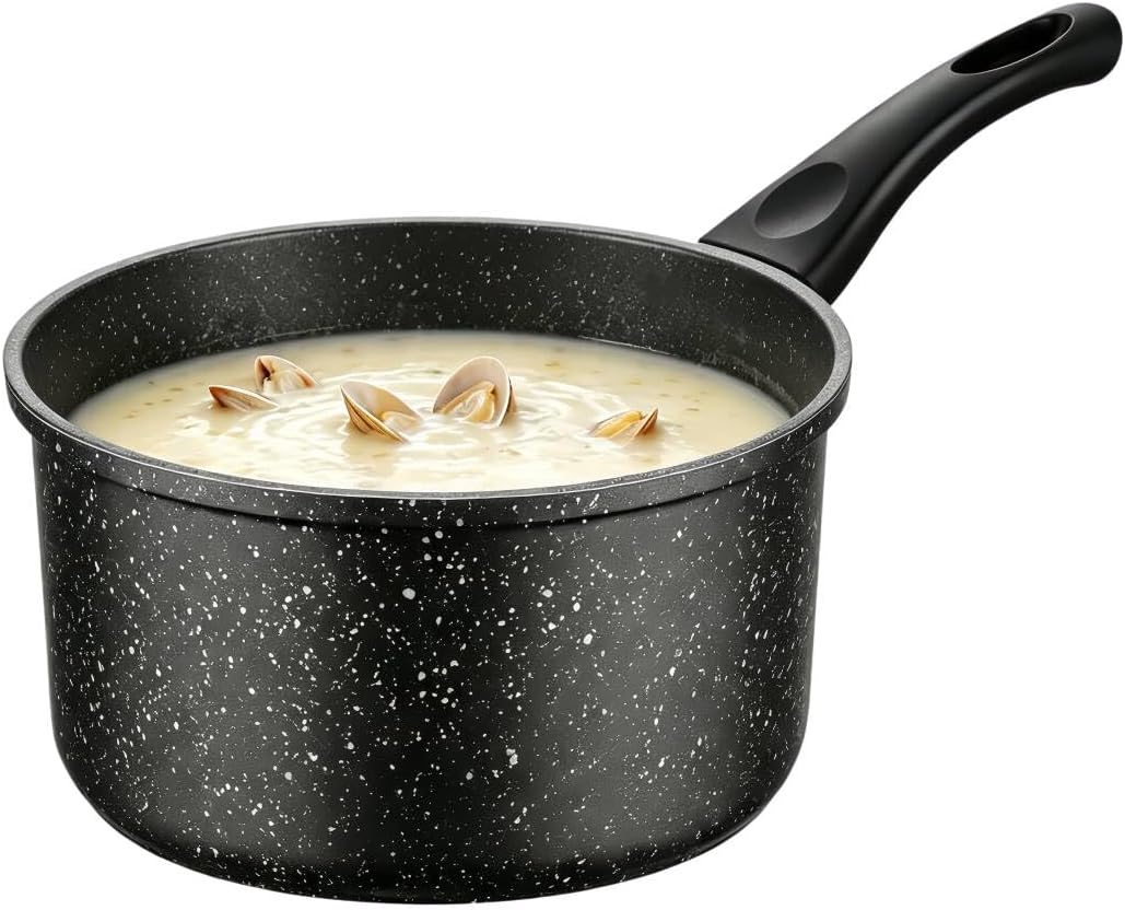 2 Quart Saucepan, Nonstick Small Sauce Pan Milk Cooking Pot