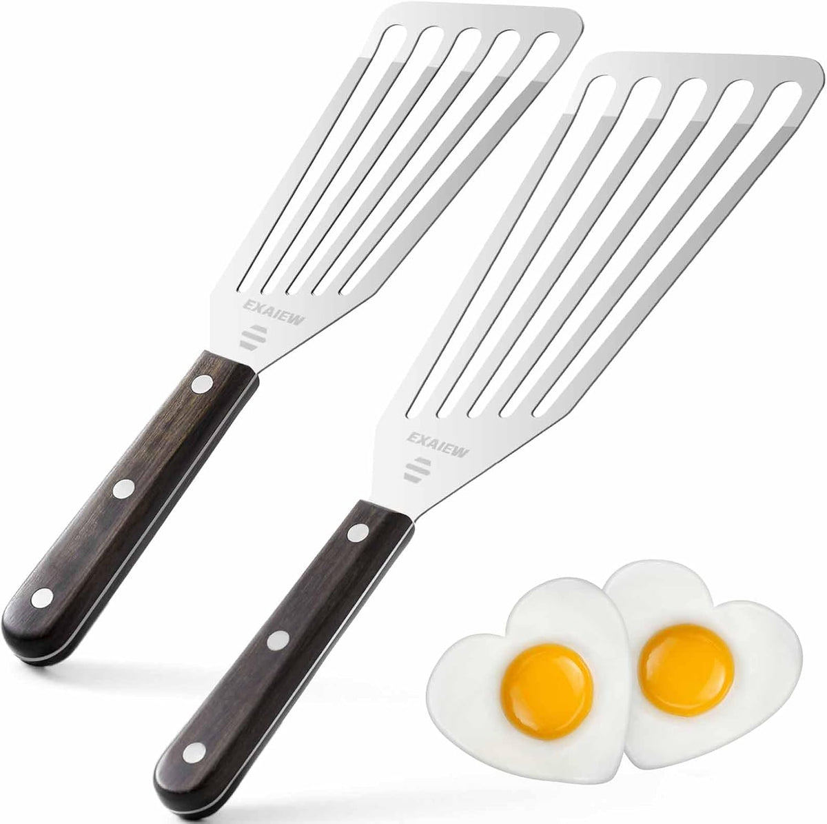 2 Pack Fish Spatula - Stainless Steel Turners, Metal Spatula Set