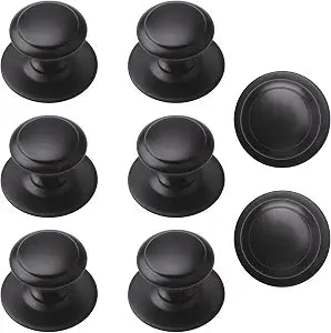 MOROBOR Stainless Steel Drawer Knobs, 8pcs Self-Stick Instant Cabinet Handle Pulls, 1.18Inch Adhesive Sliding Door Stick On Handle with Mounting Screws for Glass Cabinet Cupboard Drawer (Matte Black)