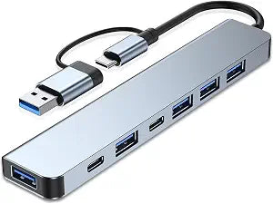 VIENON USB Hub 7-in-1, Aluminum USB C Hub Multiport Adapter for Laptop & PC