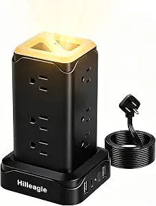 Desktop Standing Power Tower Strip 6FT Cord, USB 20W Fast Charging Station