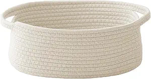 JMvicyroam Small Woven Basket, Empty Gift Basket, White/1 Pack