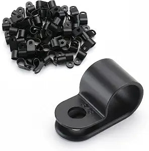 BAOMAIN 3/8-Inch R-Type Cable Clamps, 100-Pack Black Nylon Wire Management Clips, UC-2 Screw-On Cord Fasteners for Home, Office, and Industrial Use