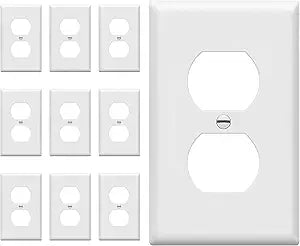 ENERLITES 10 Pack Outlet Covers Wall Plate for Duplex Receptacle, White