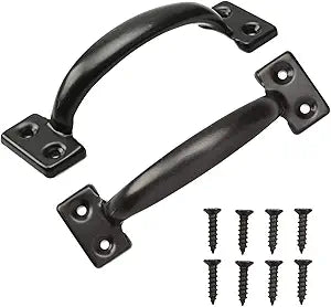 TamBee 2PCS 6-1/2 Inch Pulls Black Door Pull Handle Metal Kitchen Cabinets Furniture Wardrobe Medicine Handle in Black Door Hardware Gate Handle Door Pulls Warehouse Outdoor