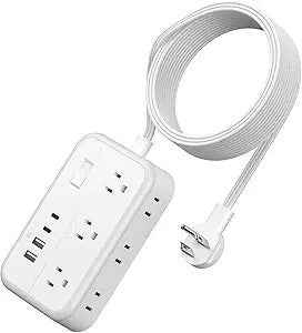 Extension Cord 15 ft, Surge Protector Power Strip with 6 Outlets 4 USB Charger(2 USB C Port), Flat Plug Outlet Extender Long Cord, Protection for Indoor, Home, Office Supplies, Dorm Room Essentials