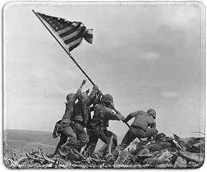 dealzEpic - Art Mousepad - Natural Rubber Mouse Pad with Classic Photo of Classic Photo of Raising the Flag on Iwo Jima - Stitched Edges - 9.5x7.9 inches
