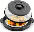 Microwave Splatter Cover with Anti-Scald Tray, 10.7" Collapsible - Black