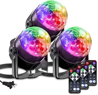 Sound Activated Party Lights with Remote Control 3-Pack