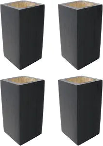 Black Cuboid Pine Wooden Risers for Table Bed Couch Sofa Desk 4Pcs