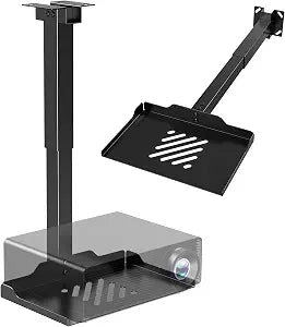 Projector Ceiling Mount with Tray, Adjustable Universal Bracket, Black