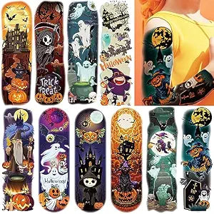 CHARLENT Kids Halloween Full Arm Temporary Tattoos - 11 Sheets