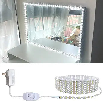 ZOKON 13ft/4M Led Vanity Mirror Lights Kit Bendable NO Need to Cut Vanity Make-up Mirror Cloakroom Adjustable Flexible Strip Light Table Set with Dimmer and Power Supply