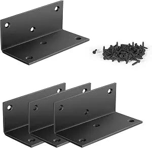 4 PCS Iron 4 Inch L Right Angle Bracket with Screws, 4" x 2" x 2" Metal Joint Bracket 90 Degree Corner Brace for Wood Bookshelf Furniture Cabinet, Thickness 3 mm Heavy Duty Black Brackets