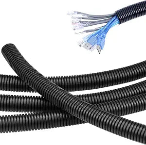 10 FT 1inch Split Wire Loom Tubing Wire Conduit,Flexible Wire Covers Cord Protectors,Cord Protectors from Pets,Black (1"-10ft)