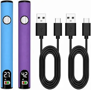 2 Pack Portable Cordless Soldering Iron Pen, 510 Threaded Soldering Tools with LED Display,3-Level Temperature Control 200450C,650mAh Solder Iron for Electronics Repair, DIY(Blue & Purple)