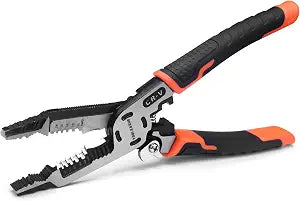 TOOLEAGUE 9-in-1 Multifunctional Wire Stripper Tool Plier, Orange