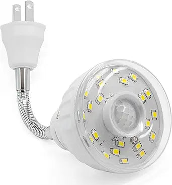 LED Motion-Activated Directional Rotating Flexible Sensor Dusk to Dawn Night Light AC Outlet Plug-in Wall Stair Lamp Indoor 360 Bedroom Hallway Stairway Garage Basement Corridor