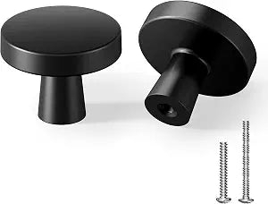 Veise Matte Black Round Cabinet Knobs, 1-1/4 Inch, 25 Pack